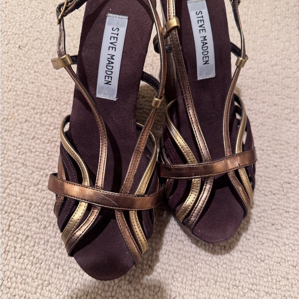 Steve Madden Women's Tan and Brown Wedge Sandals